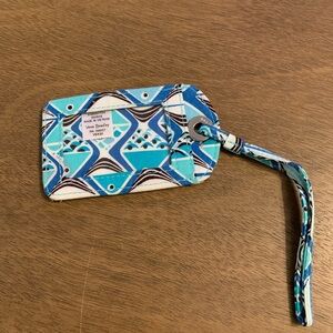 Vera Bradley Aqua and Navy Geometric Fishy Luggage Tag Brand New